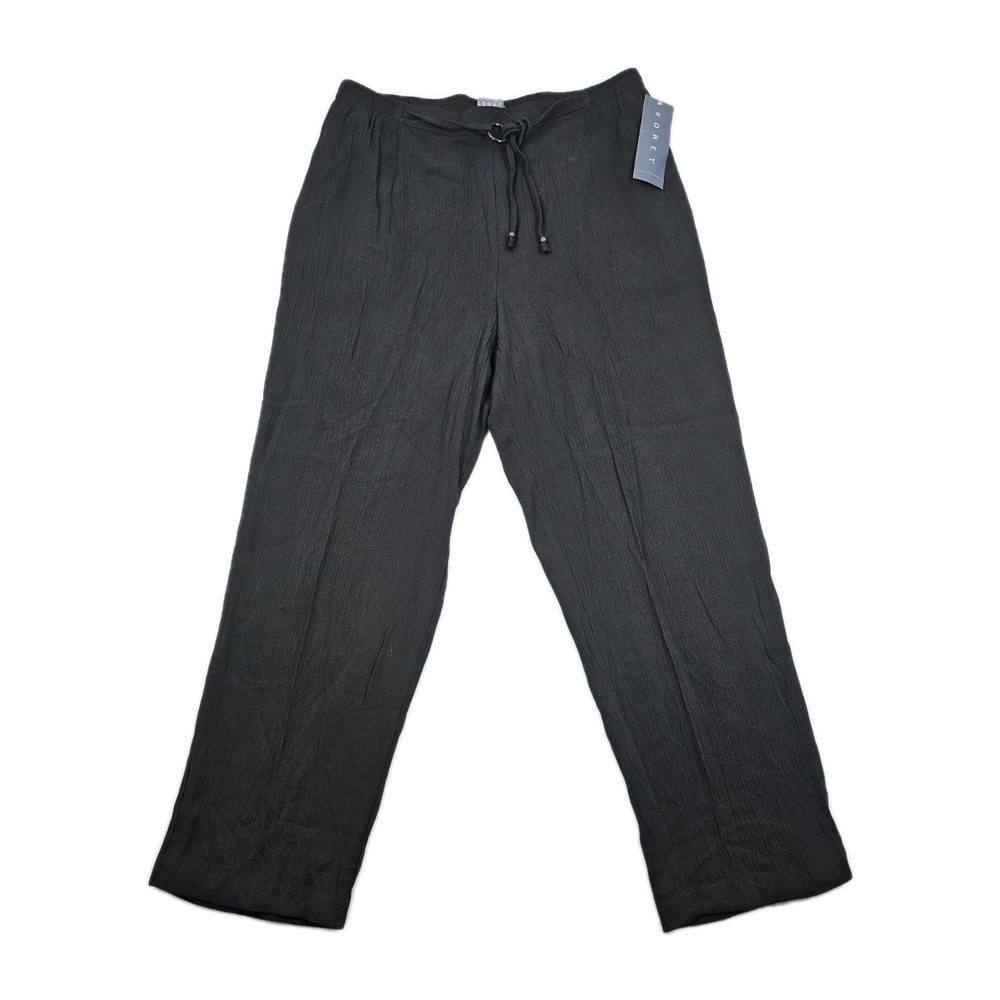 Koret Caravan Women 14 Missy Short Black Pant Elastic Waist Drawstring K4202046M